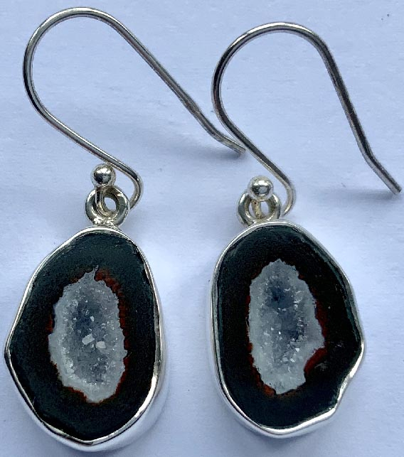 pair sterling silver geode earrings